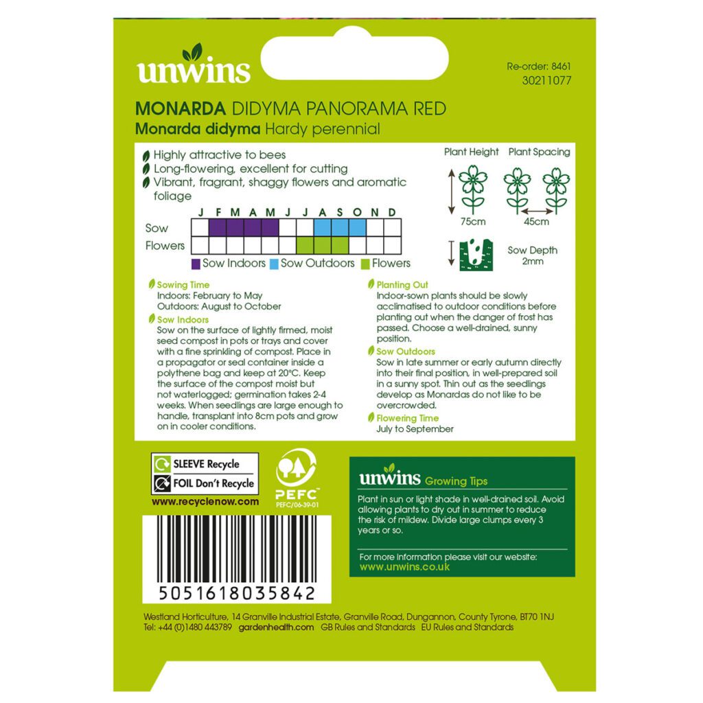 Nature’s Haven Monarda didyma Red Shades Panorama Red Seeds 5051618035842 2